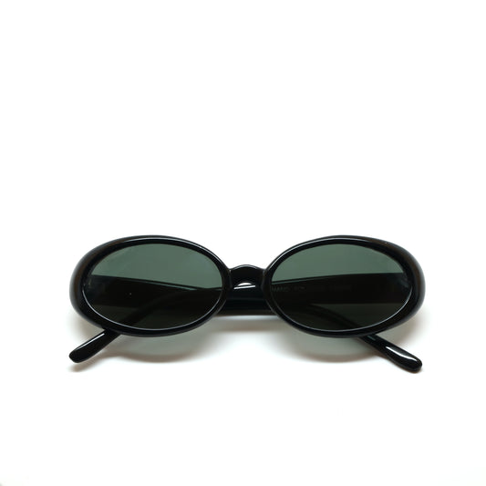 Vintage Standard Size 90s Mod Jane Oval Sunglasses - Black