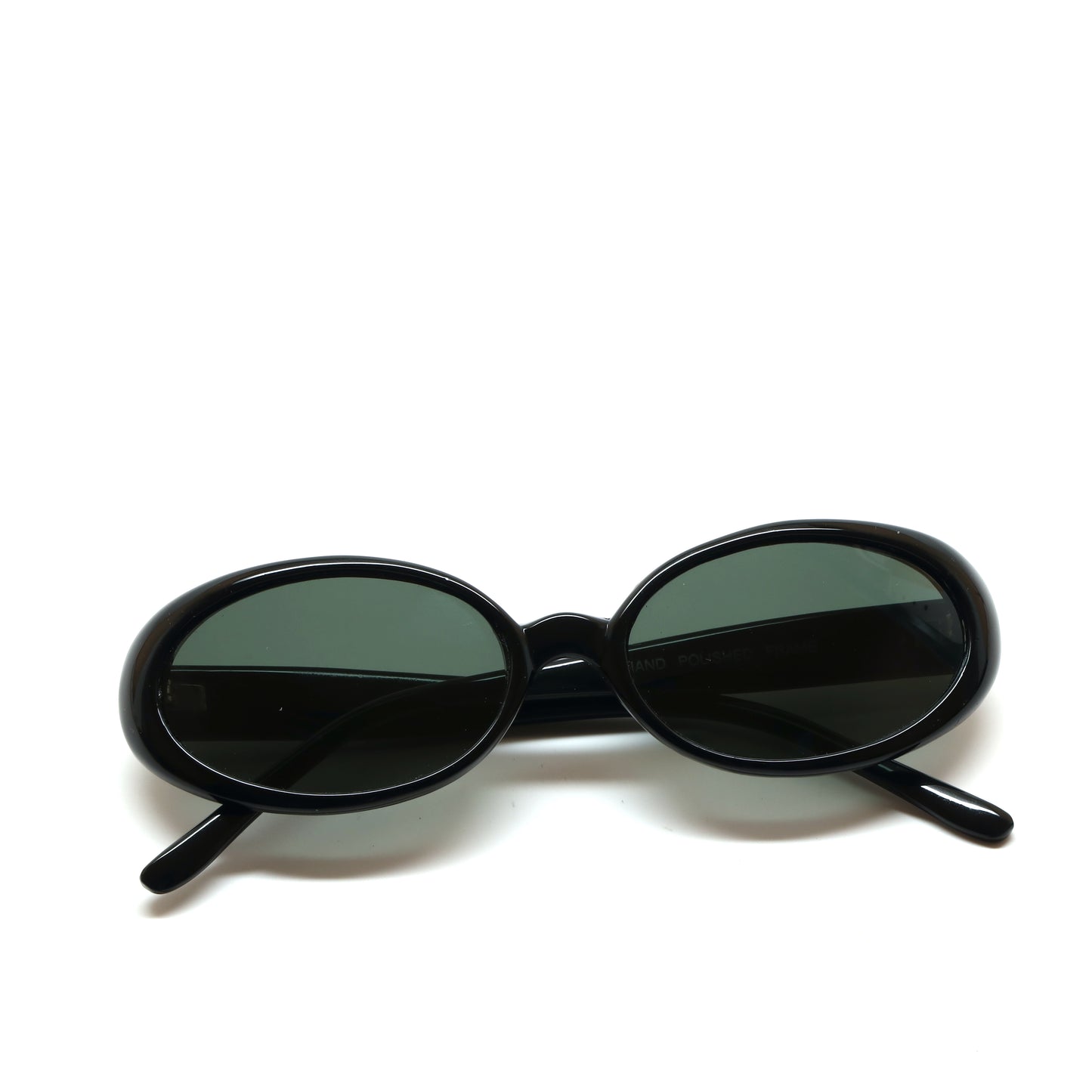 Vintage Standard Size 90s Mod Jane Oval Sunglasses - Black