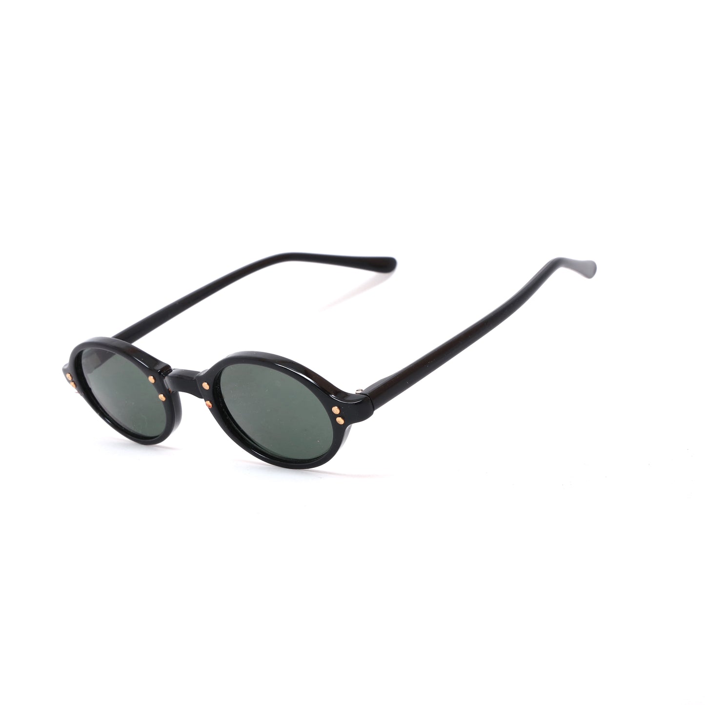 New Old Stock 1990s Alexine Slim Jet Black Oval Frame Sunglasses