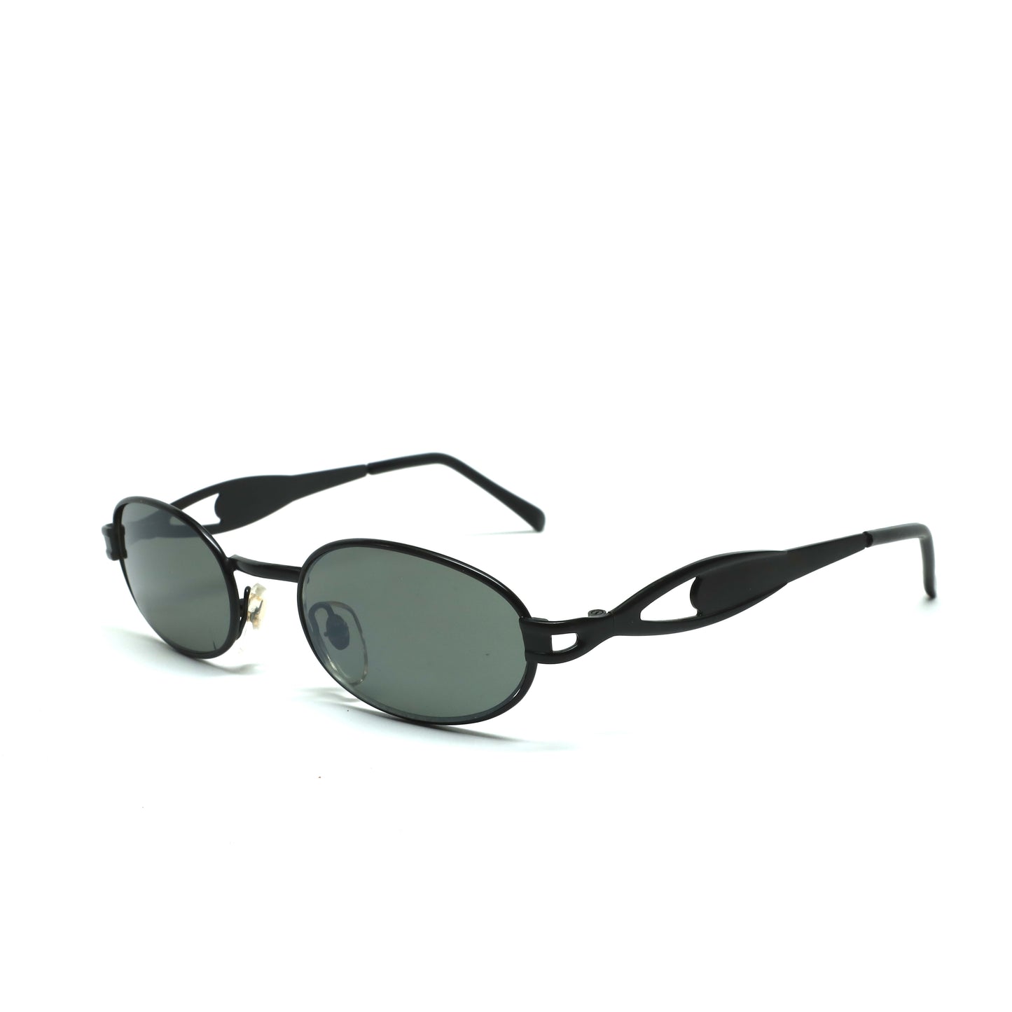 //Style M028//Mini Pharaoh 90s Deadstock Santa Fe Oval Sunglasses - Black