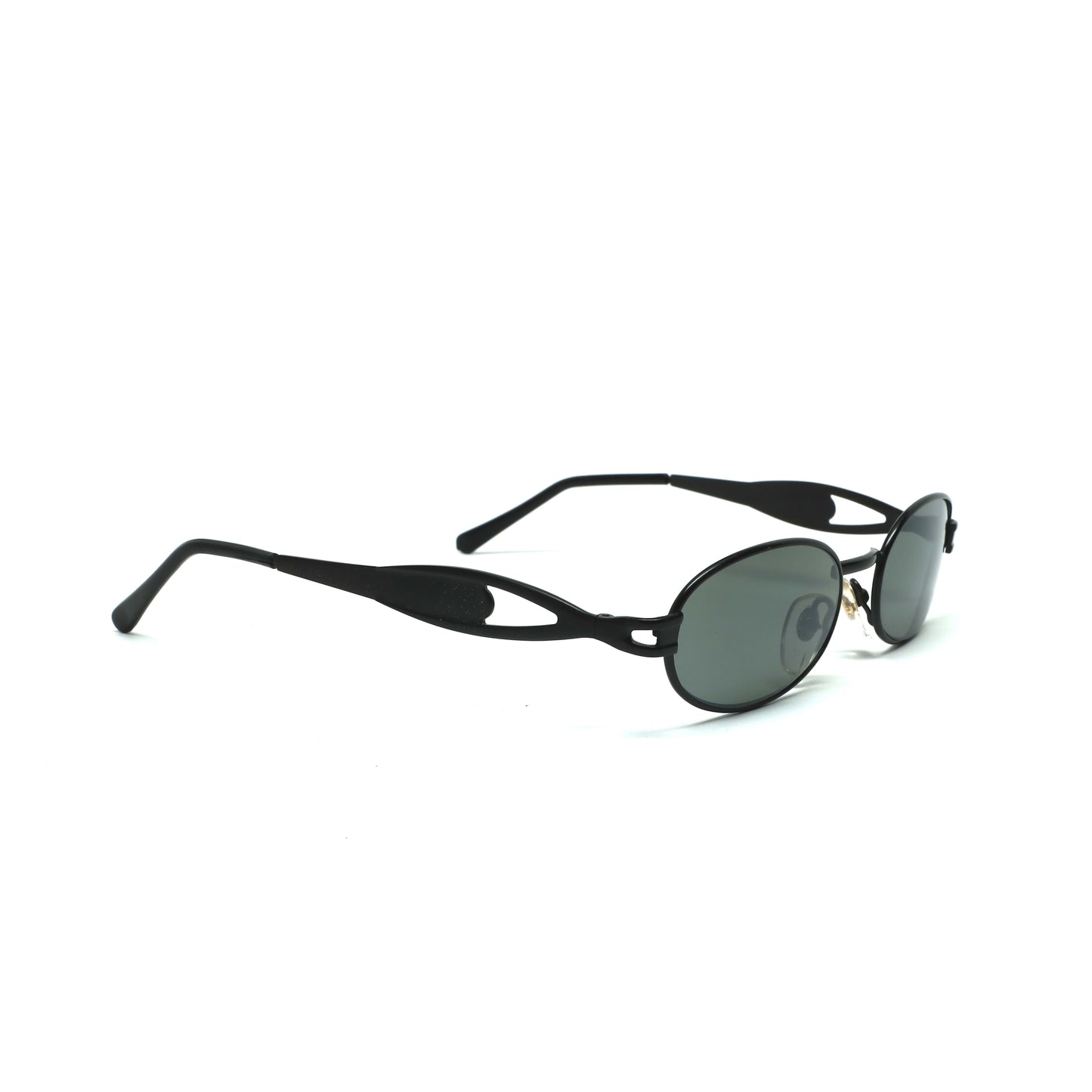 //Style M028//Mini Pharaoh 90s Deadstock Santa Fe Oval Sunglasses - Black