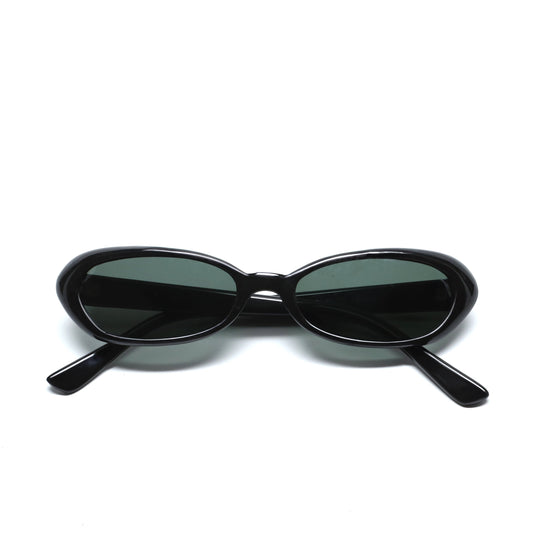 Vintage Small Sized Thin Narrow Shape Redondo Sunglasses - Black