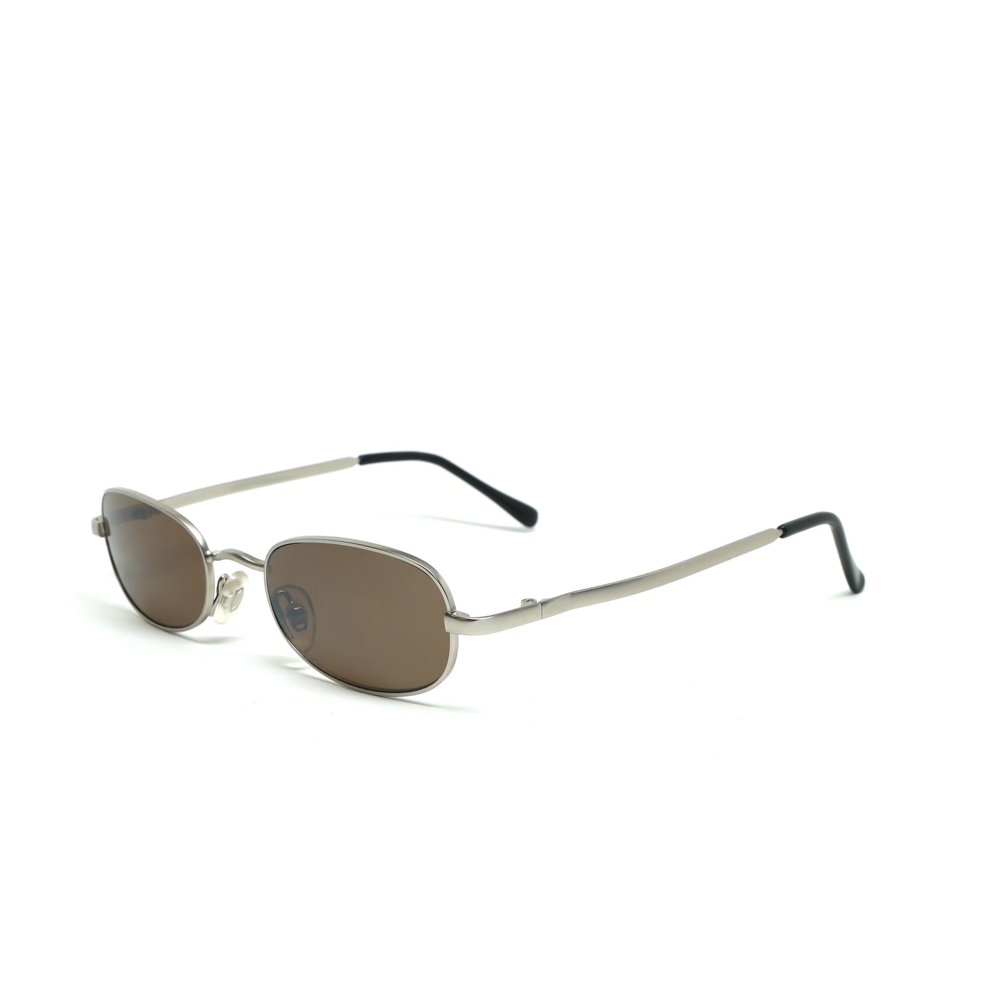 //Style M093 // Vintage 90s Small Size Matrix Style Sunglasses - Silver/Brown