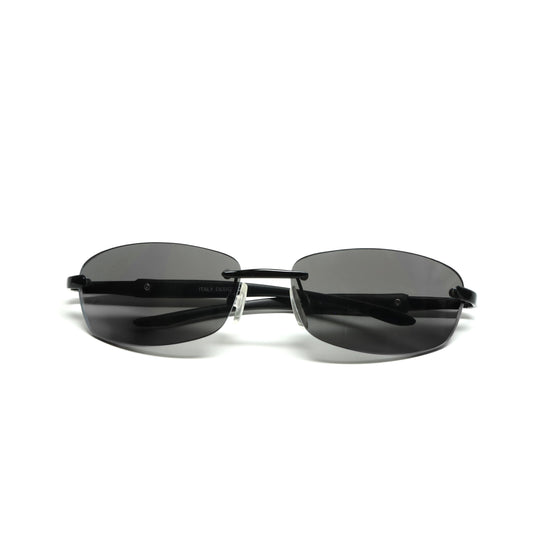 //Style 422/// Deluxe Vintage Y2k Rimless Black Frame Sunglasses - Grey
