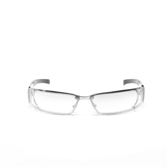 //Style 03// X-Static 1999 Slim Wraparound Rectangle Sunglasses - Clear