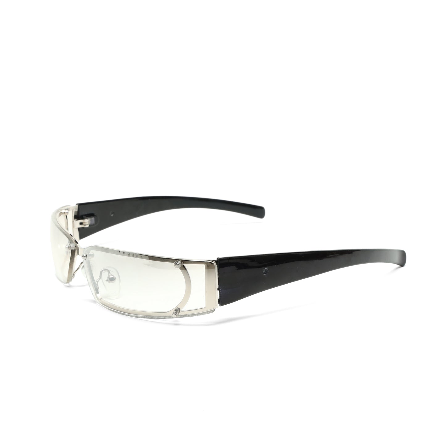 //Style 03// X-Static 1999 Slim Wraparound Rectangle Sunglasses - Clear