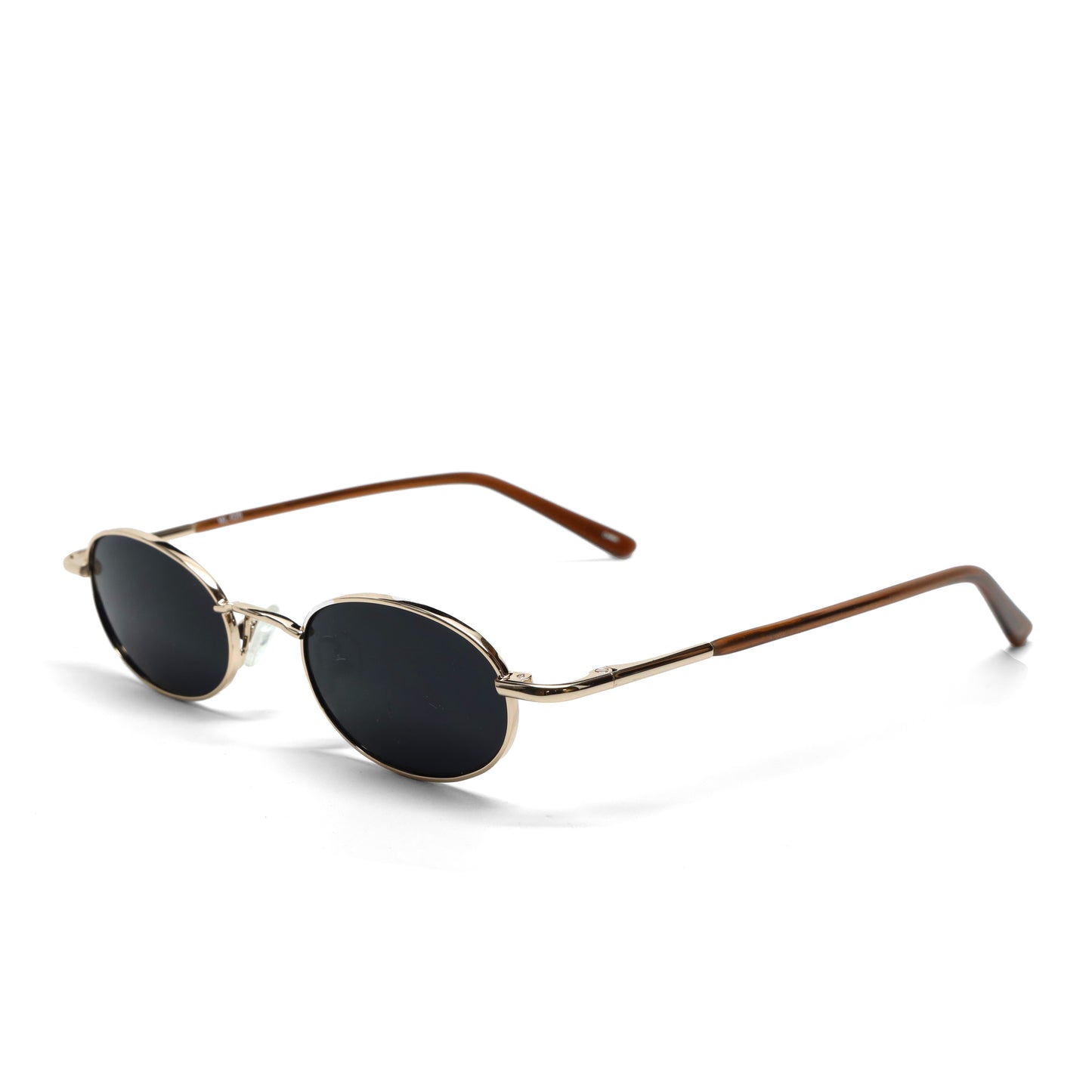 //Style M20 // Deluxe Vintage Small Wire Oval Dark Lens Sunglasses - Gold