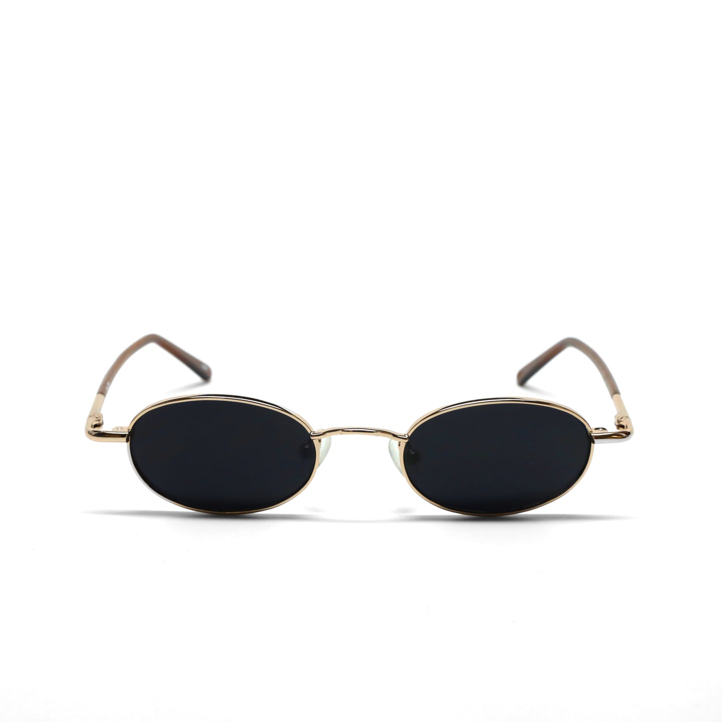 //Style M20 // Deluxe Vintage Small Wire Oval Dark Lens Sunglasses - Gold