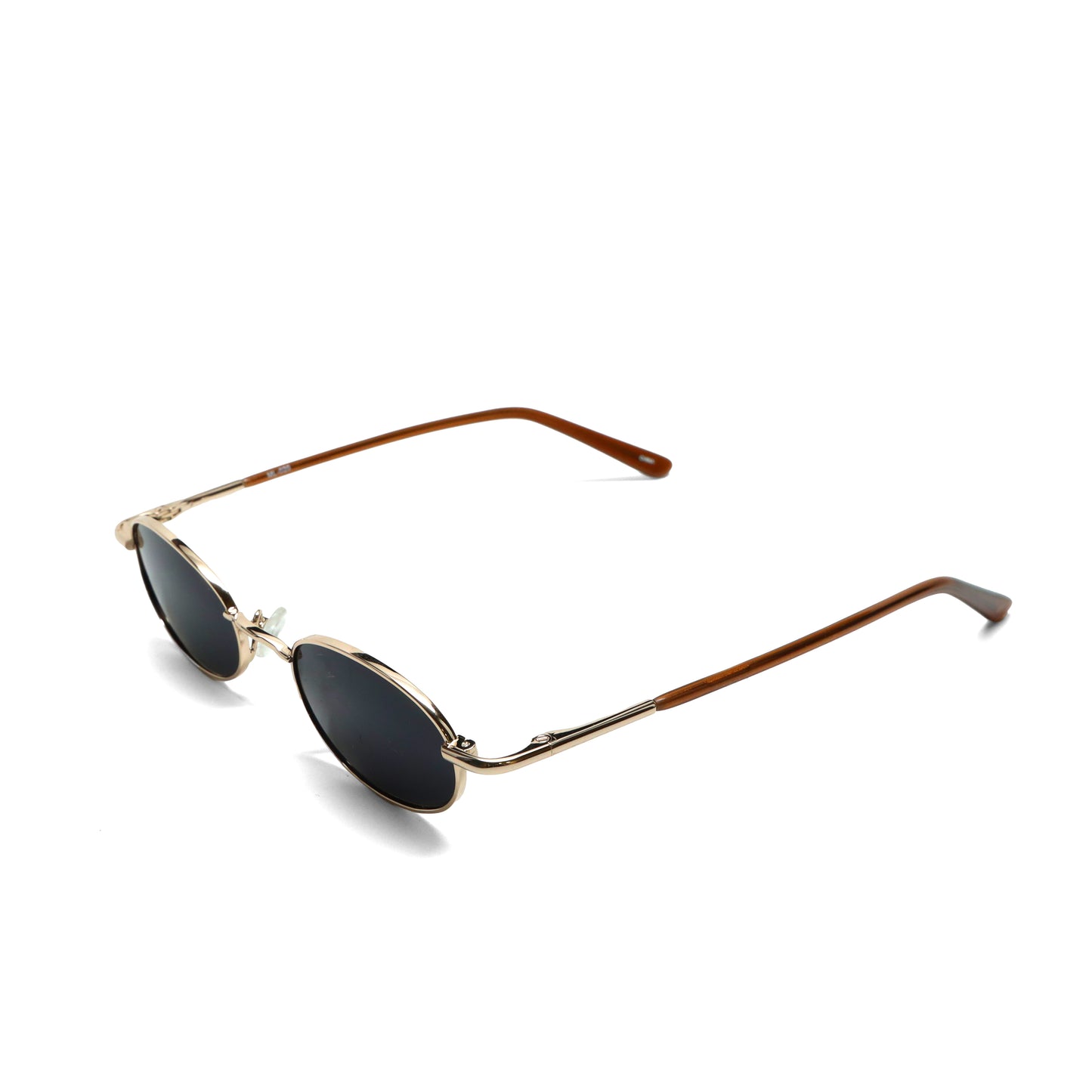 //Style M20 // Deluxe Vintage Small Wire Oval Dark Lens Sunglasses - Gold