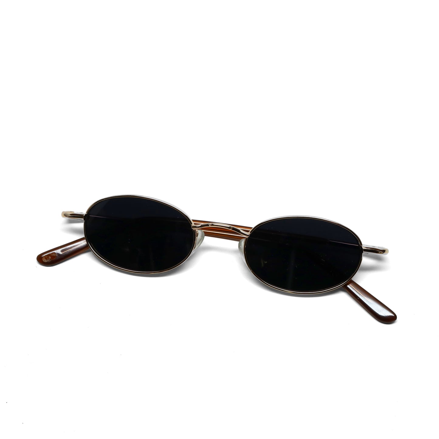 //Style M20 // Deluxe Vintage Small Wire Oval Dark Lens Sunglasses - Gold