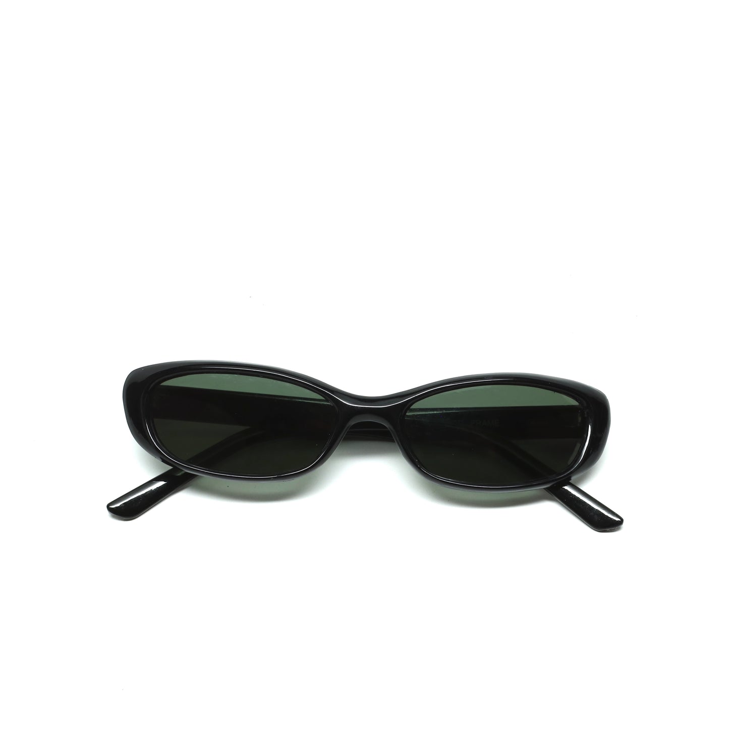 //Style 430// Vintage 90s Small Size Slim Narrow Rectangle Frame Sunglasses - Black