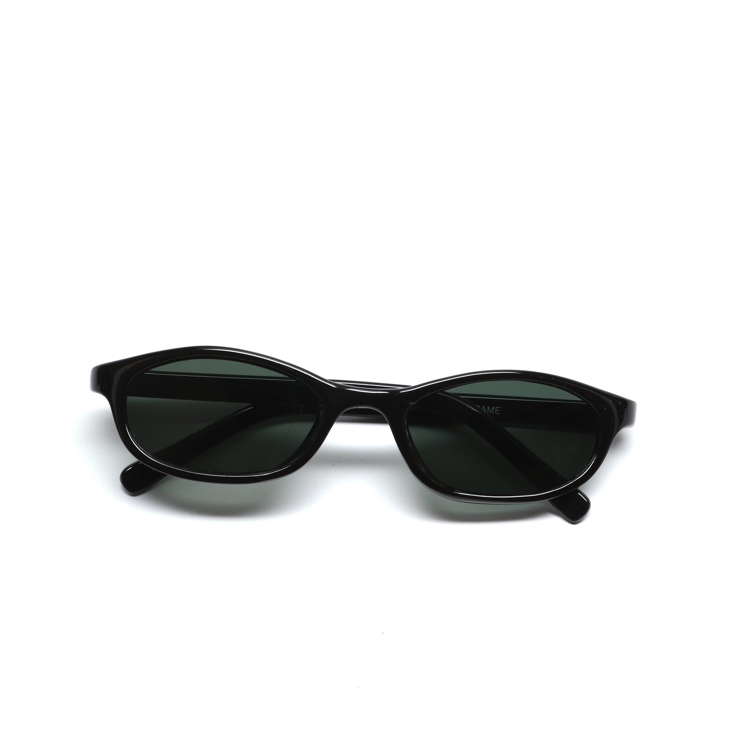 //Style 47// Vintage Small Size 90s Browline Circular Shape Sunglasses - Black