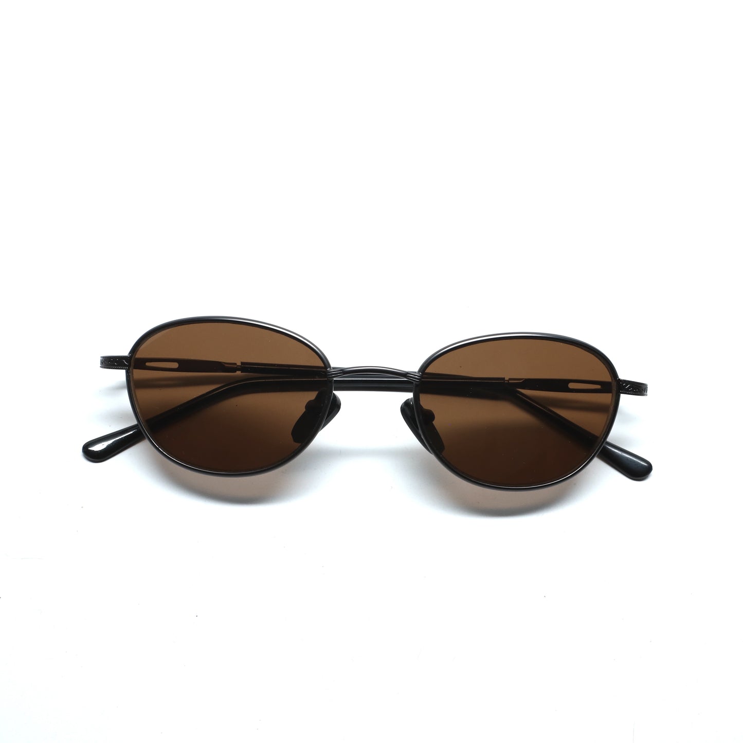 //Style M30// Vintage Geometric Oval Wire Frame Sunglasses - Brown