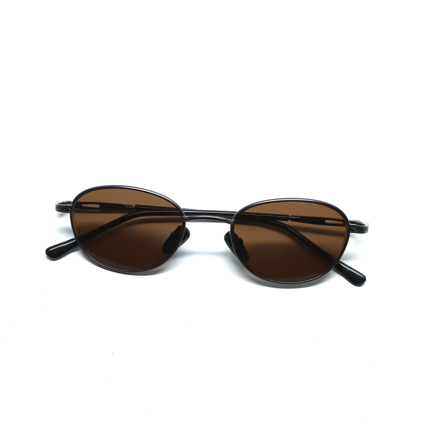 //Style M30// Vintage Geometric Oval Wire Frame Sunglasses - Brown