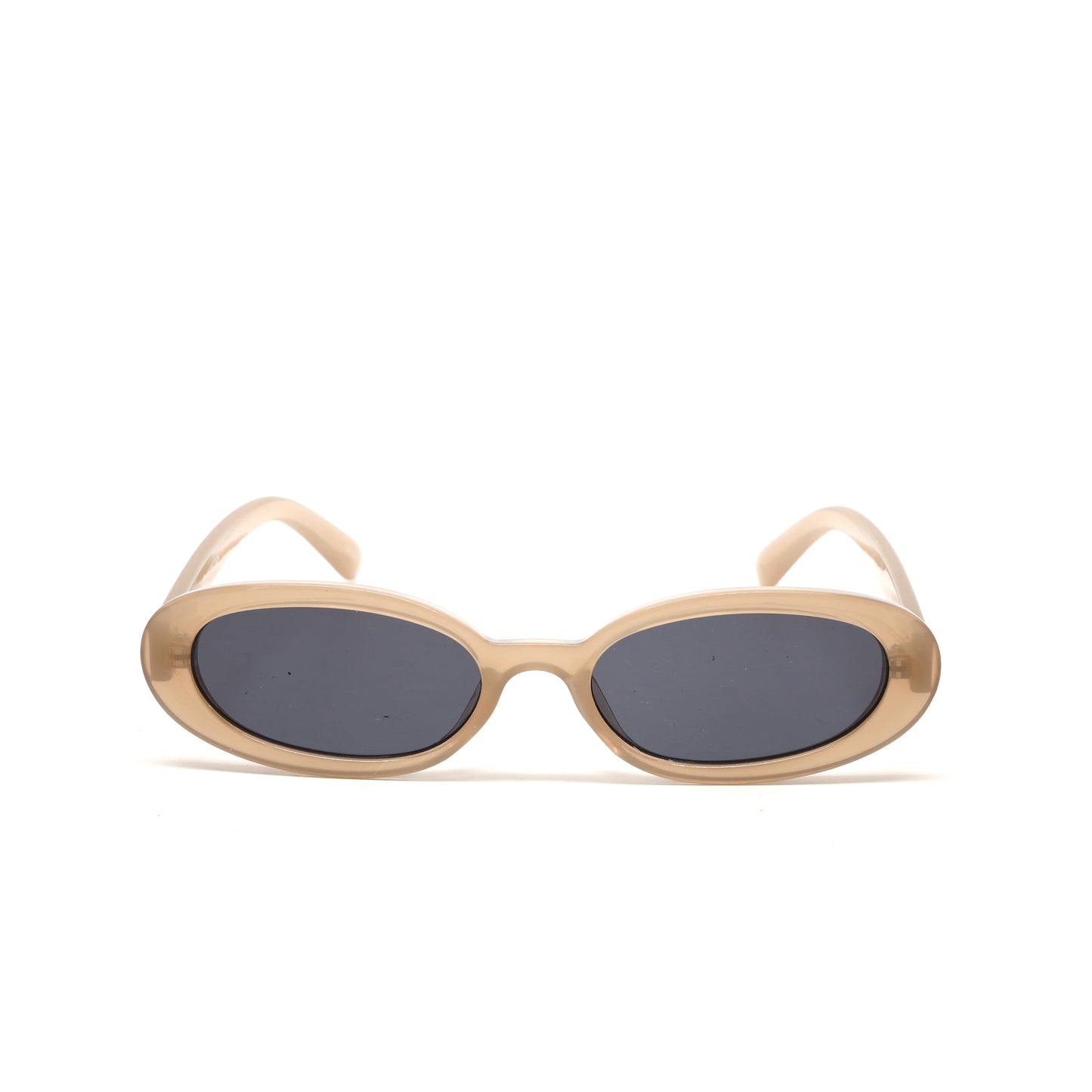 Retro Modern Standard Oval Frame Sunglasses - Tan
