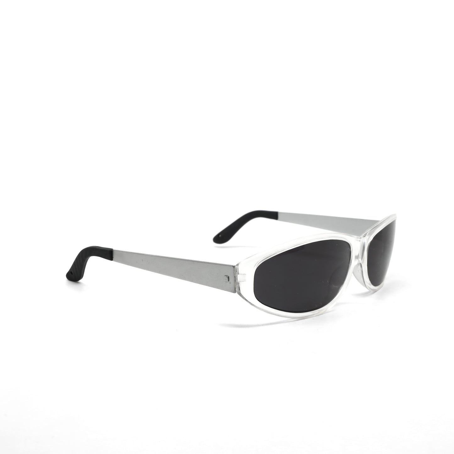 Concept 3 Dual Metal 2000s Metal Wraparound Sunglasses - Clear
