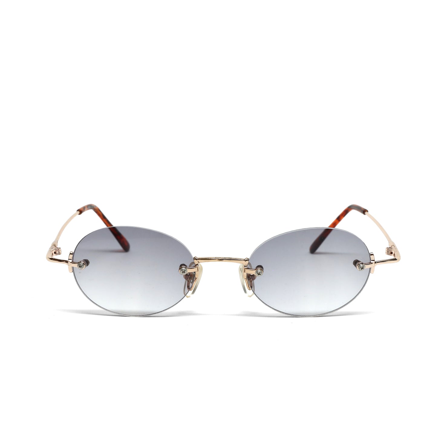 //Style 92// Vintage Small Size 1998 Rimless Oval Sunglasses - Gold