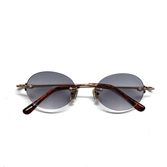 //Style 92// Vintage Small Size 1998 Rimless Oval Sunglasses - Gold