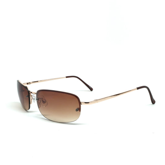 //Style 209// Vintage Standard 2001 Angled Oval Frame Sunglasses - Brown