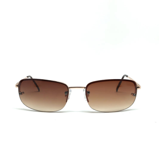 //Style 209// Vintage Standard 2001 Angled Oval Frame Sunglasses - Brown