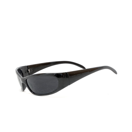 Prototype 5 Pilot Style Deadstock Wraparound Visor Sunglasses - Black