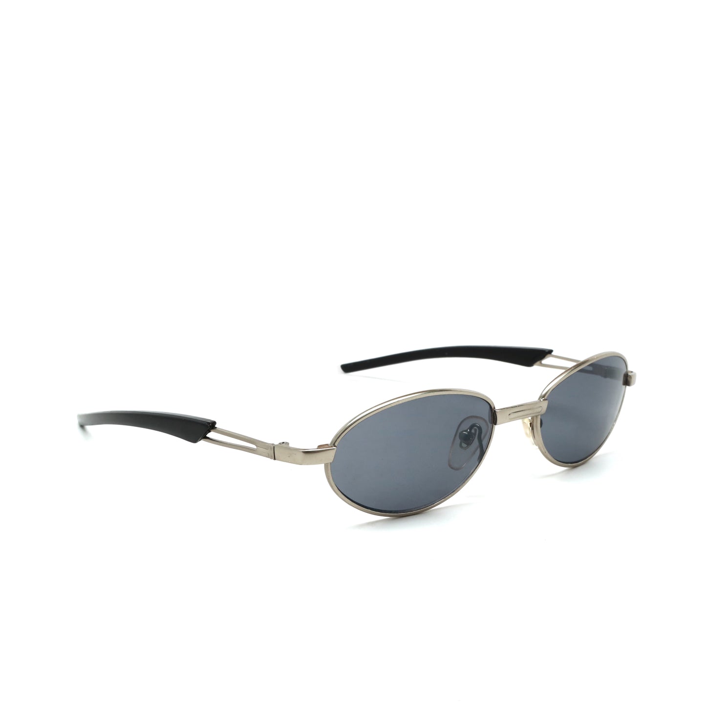 Vintage Small Size 1990s Wraparound Matrix Style Neo Shape Sunglasses - Silver