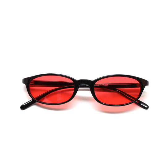 Vintage Small Size Y2k Roxbury Thin Oval Frame Sunglasses - Red