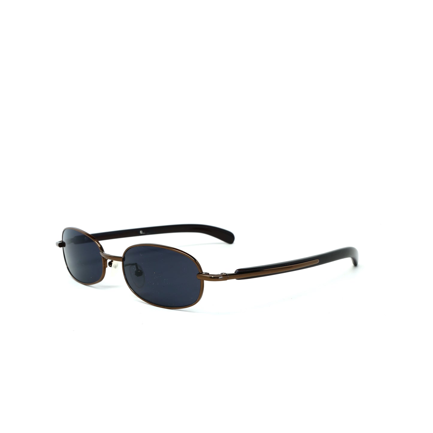 Vintage 90s Small Size Narrow Frame Wraparound  Sunglasses - Bronze