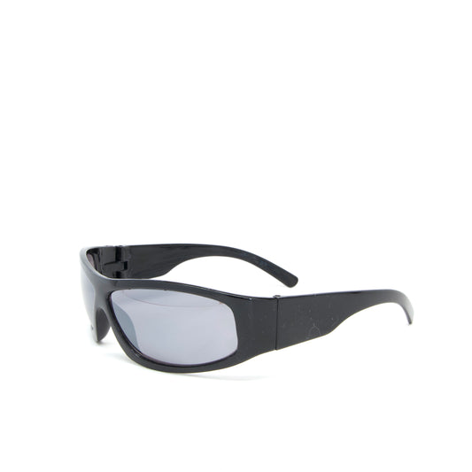 Concept 4 Oversized Lens 2000s Wraparound Visor Sunglasses - Black