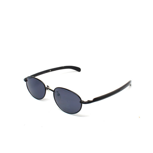 Vintage 90s Small Size Narrow Frame Wraparound  Sunglasses - Black