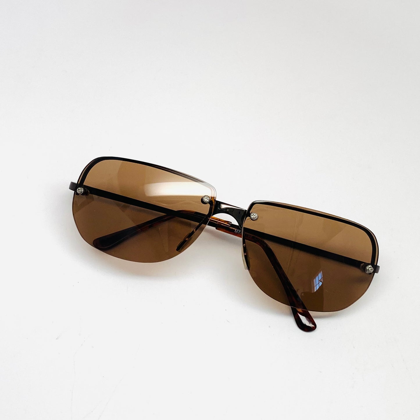 Vintage Standard Sized Frameless Moon Shape Sunglasses - Brown