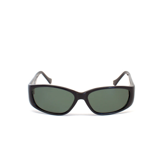 Vintage Standard Size 90s Mod Geometric Rectangle Sunglasses - Black