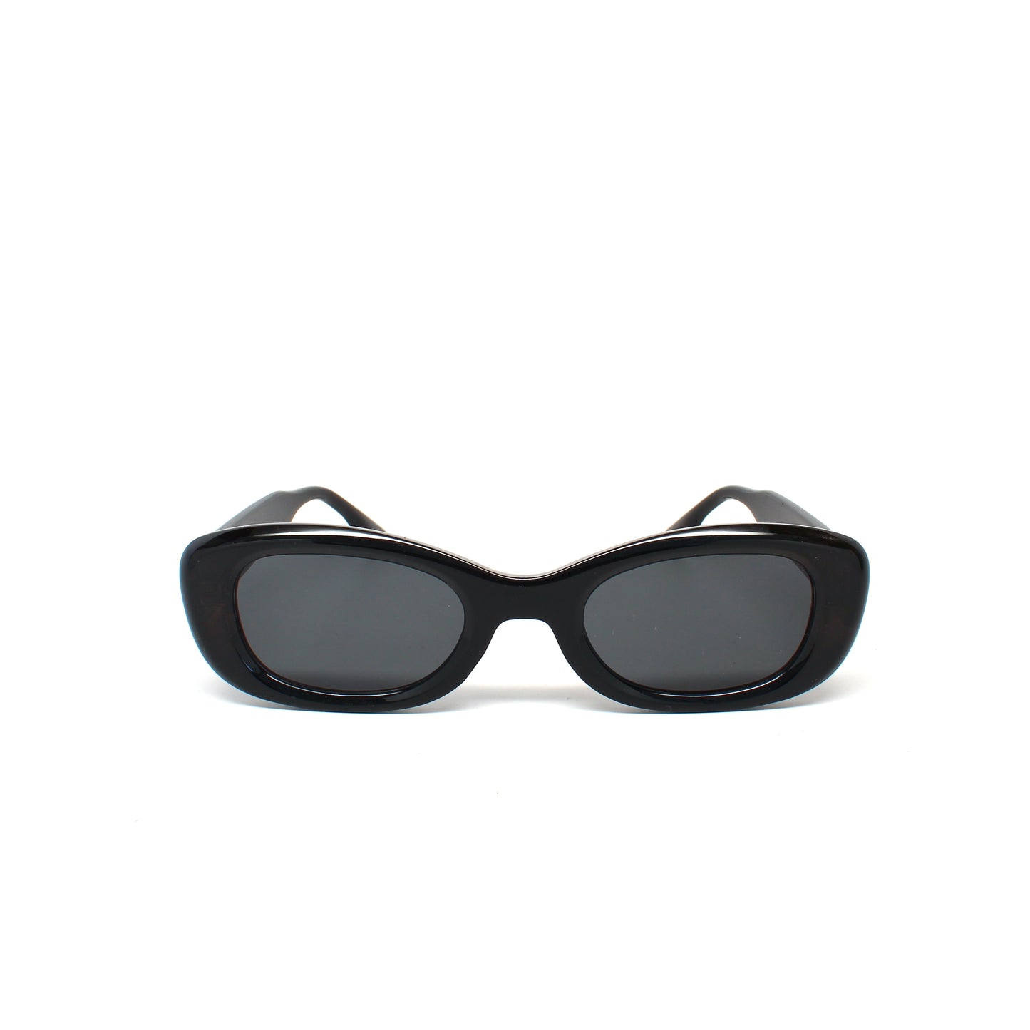 Retro Mod Geometric Frame Rectangular Sunglasses - Black