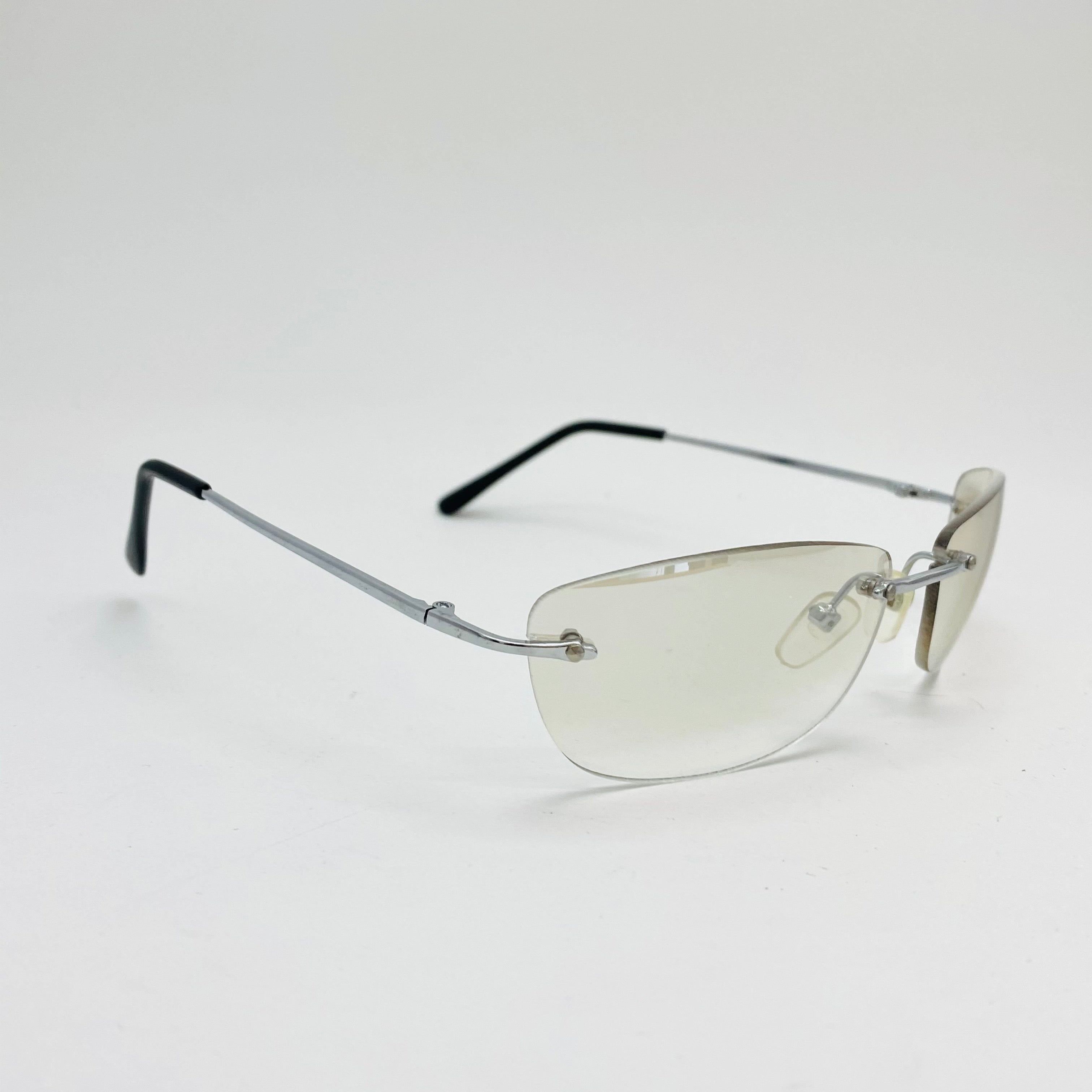 Vintage Small Sized 2000 Clear Non Framed Sunglasses - Silver
