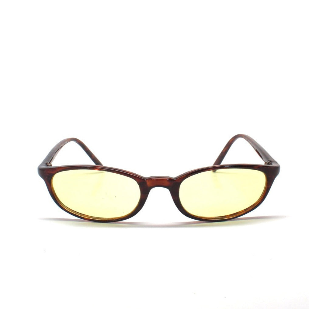 Vintage Small Size Y2k Roxbury Thin Oval Frame Sunglasses - Tortoise Yellow